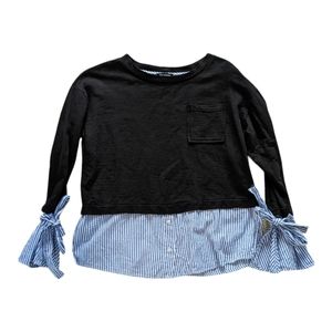 Blu Pepper Mixed Media Sweatshirt Pinstripe Size S